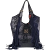 Massimo Contti torebka shopper zamsz stemplowany naturalny granatowa