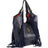 Massimo Contti torebka shopper zamsz stemplowany naturalny granatowa-102422
