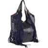 Massimo Contti torebka shopper zamsz stemplowany naturalny granatowa-102423