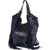 Massimo Contti torebka shopper zamsz stemplowany naturalny granatowa-102424