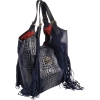 Massimo Contti torebka shopper zamsz stemplowany naturalny granatowa-102425