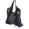 Massimo Contti torebka shopper zamsz stemplowany naturalny granatowa-102426