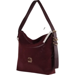 Laura Biaggi torebka klasyczzna shopper skóra ekologiczna bordowa-102246
