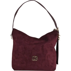 Laura Biaggi torebka klasyczzna shopper skóra ekologiczna zamszowa bordowa-102263